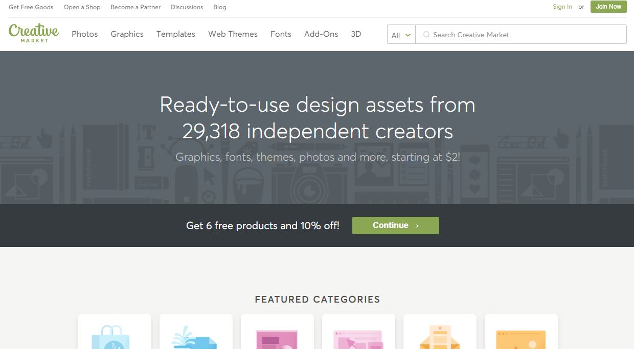Creativemarket - website bán theme wordpress sáng tạo