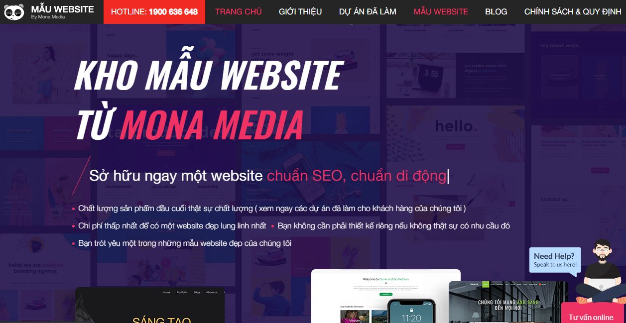 Kho Mẫu website Mona Media