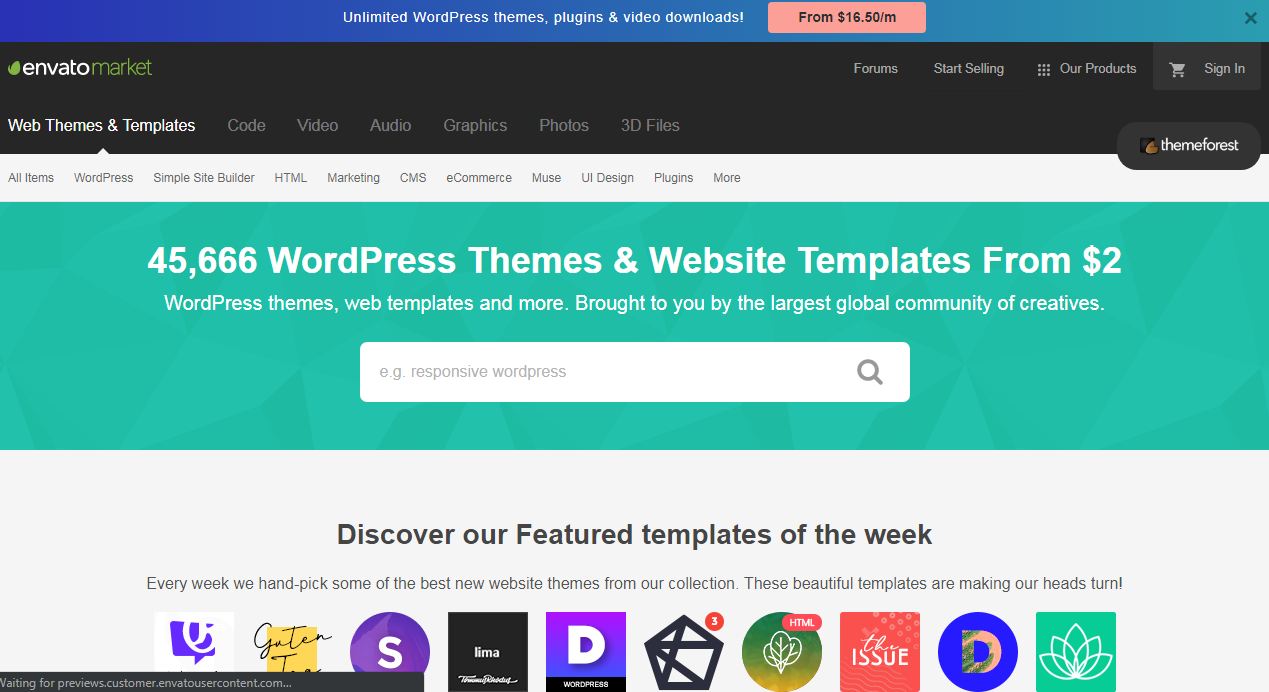 Themeforest – đây là một website bán theme wordpress được nhiều người biết đến