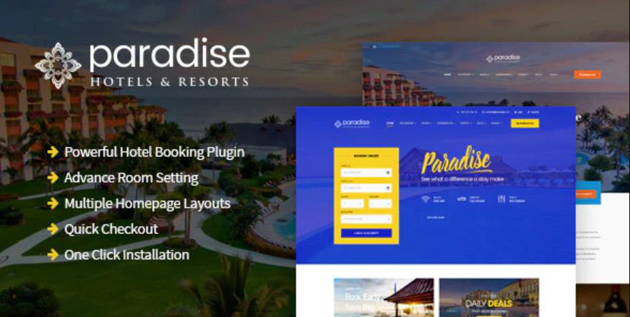 Theme wordpress cho web khách sạn miễn phí Hotel Paradise